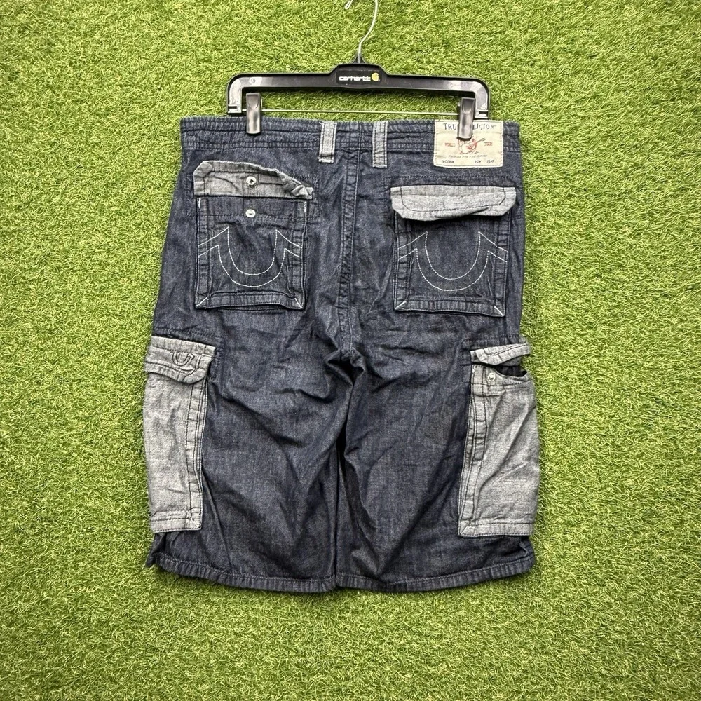 True Religion Cargo Shorts Mens 33 Drawstring Baggy 2000s Body Rinse 102022